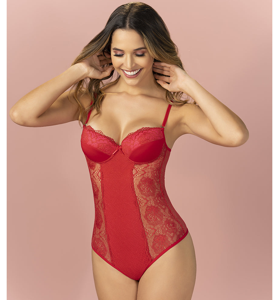 Body en Blonda y Encaje 3018 - L, Rojo image
