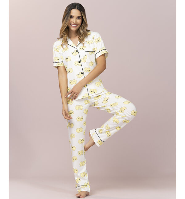 Pijama en Algodón Estampada Pollitos Dama