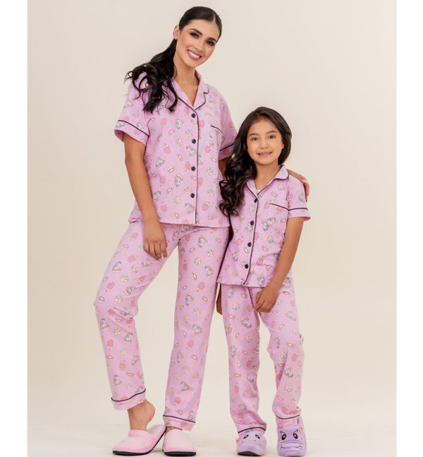 Pijama de algodón con Botones de unicornio para niña