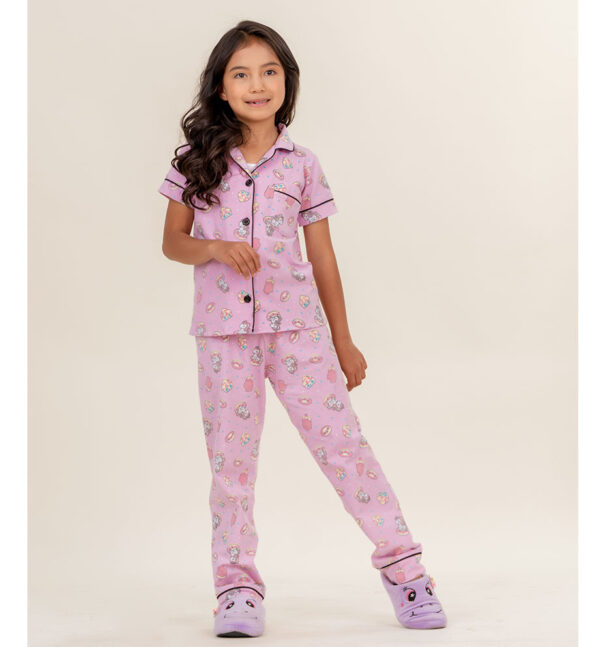 Pijama de algodón con Botones de unicornio para niña