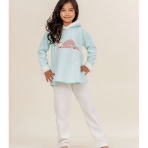 Pijama térmica de niña con bordado perezoso