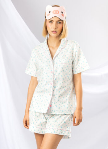 Pijama de Short y Camiseta Estampada de Flores.